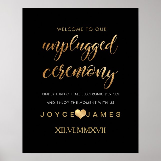 PixDezines Faux Gold/DIY #UNPLUGGED CEREMONY Poster (Front)