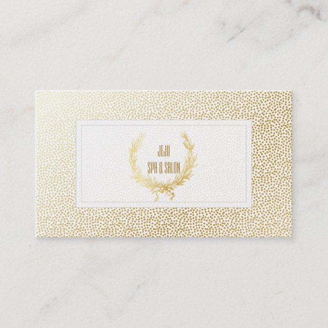 PixDezines faux gold dots/wheat wreath Business Card (Front)