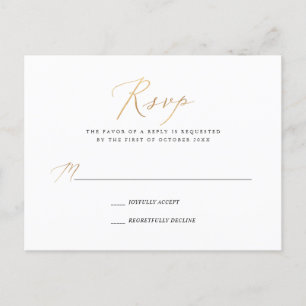 PixDezines Faux Gold Elegant Calligraphy RSVP Invitation Postcard