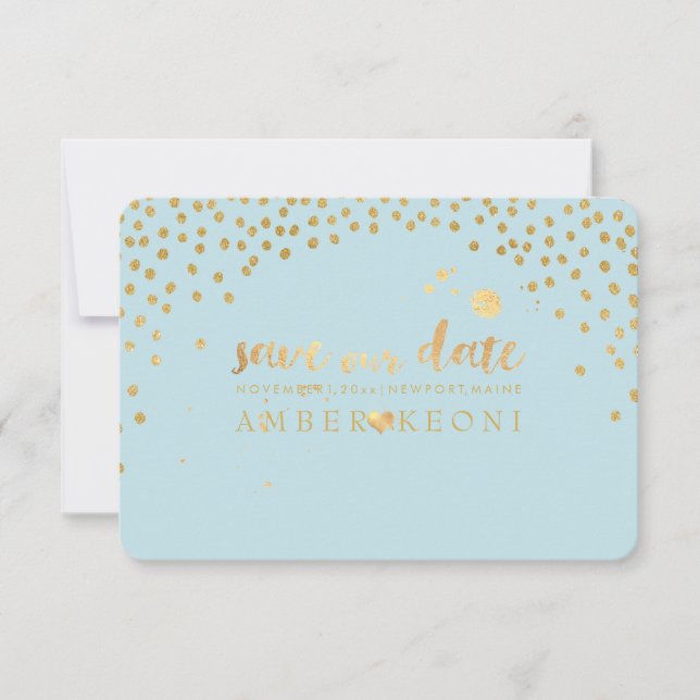 PixDezines Faux Gold Heart/Save Date/DIY Colour Save The Date (Front)