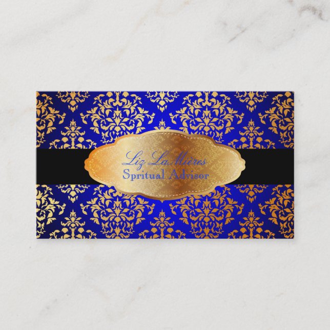 PixDezines faux gold Josephine Damask/DIY colour Business Card (Front)