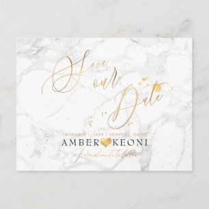 PixDezines Faux Gold/Marble/Save our Date Postcard