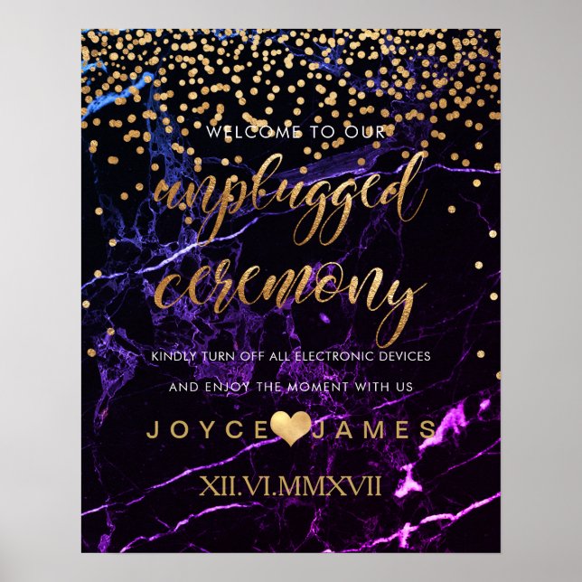 PixDezines Faux Gold/MARBLE #UNPLUGGED CEREMONY Poster (Front)