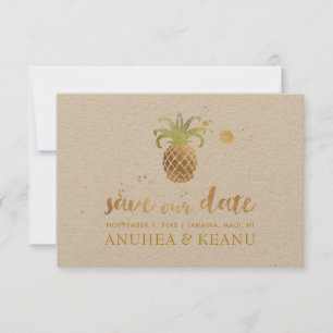 PixDezines Faux Gold Pineapple Brushscript Font Save The Date
