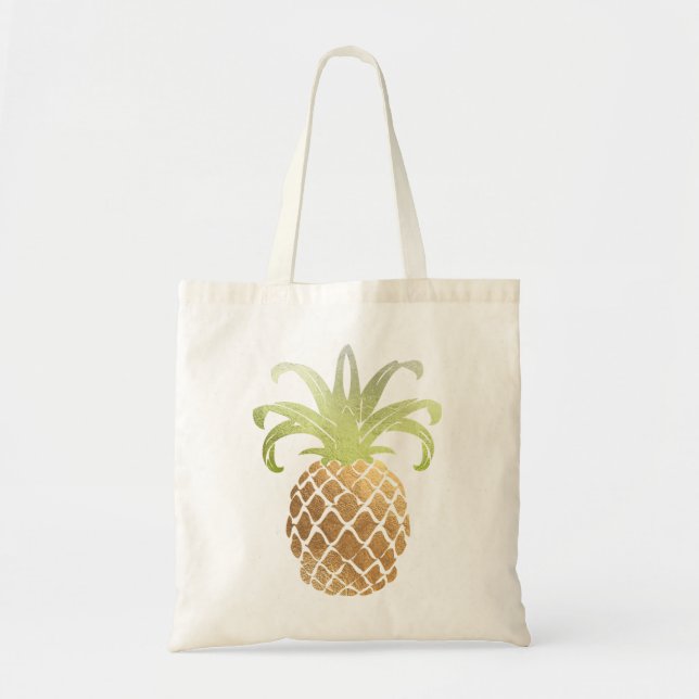 PixDezines Faux Gold Pineapple Tote Bag (Front)