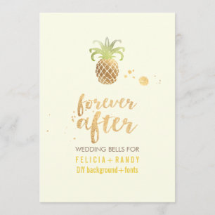 PixDezines Faux Gold Pineapple Wedding Invitation
