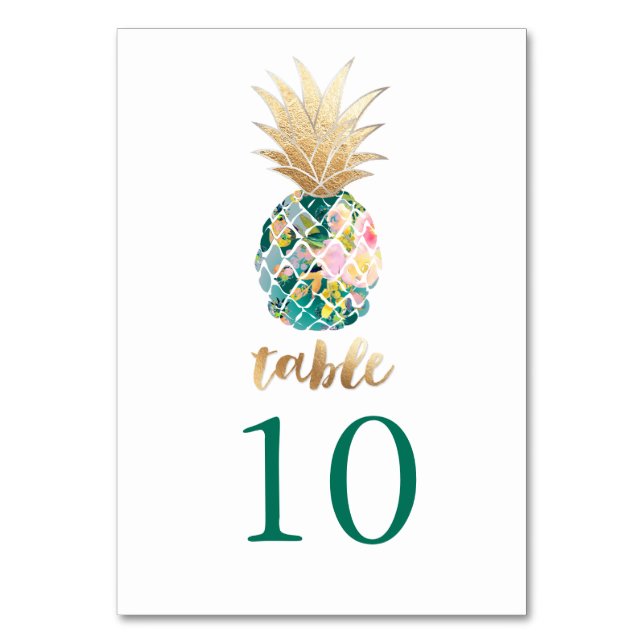 PixDezines Faux Gold Pineapples/Table Cards (Back)
