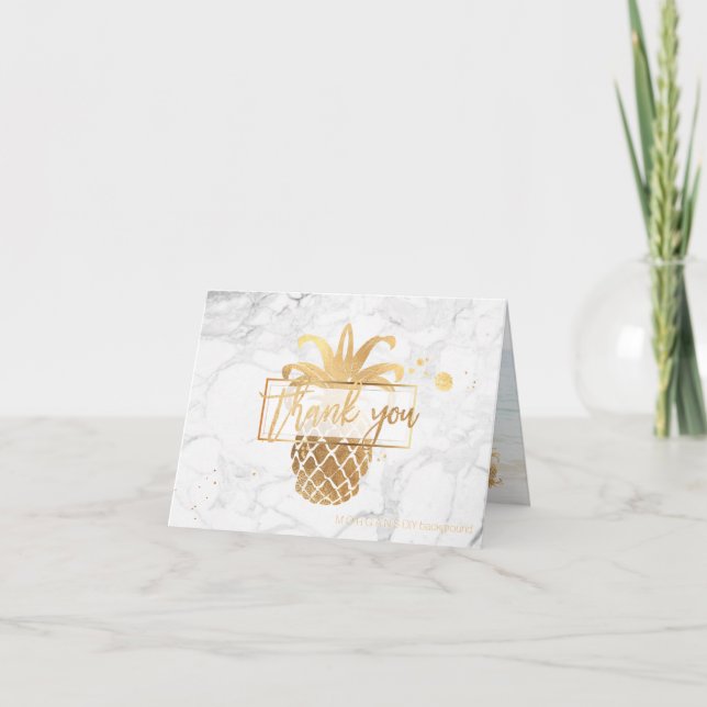 PixDezines faux gold pineapples/thank you Thank You Card (Front)