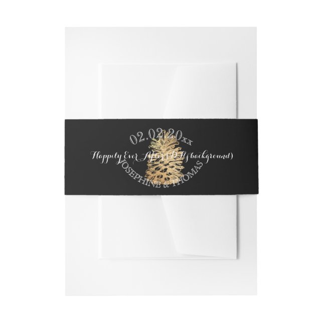 PixDezines Faux Gold Pinecone/DIY background Invitation Belly Band (Front Example)