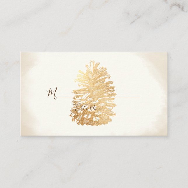 PixDezines Faux Gold Pinecone Place Cards (Front)