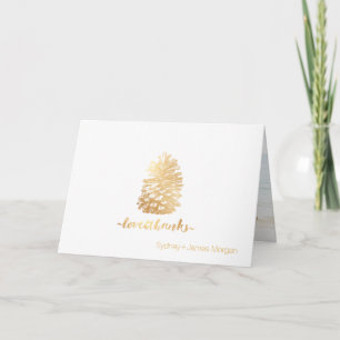 PixDezines faux gold pinecones thank you cards