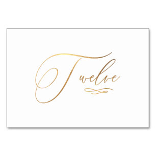 PixDezines Faux Gold Romantic Calligraphy Twelve Table Number