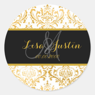 PixDezines faux gold/rossi damask Classic Round Sticker