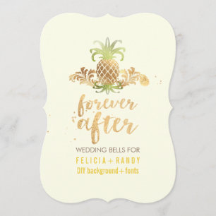 PixDezines Faux Gold Royal Hawaiian Pineapples Invitation