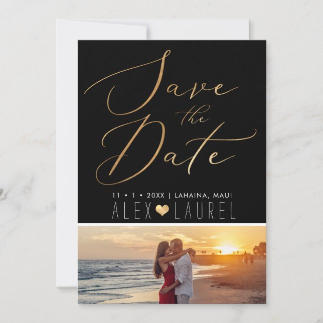 PixDezines Faux Gold Save the Date Invitation (Front)