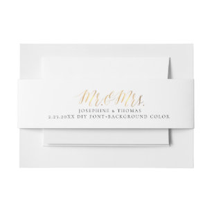 PixDezines Faux Gold Script Mr. and Mrs. Invitation Belly Band