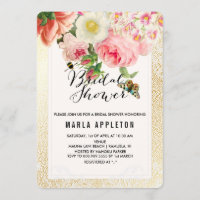 PixDezines faux gold specks/roses/bridal shower