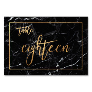 PixDezines Faux Gold/Table No1-18/Black Marble Table Number