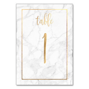 PixDezines Faux Gold/Table No 1+/Marble Table Number