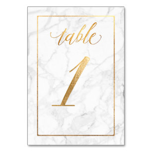 PixDezines Faux Gold/Table No 1+/Marble Table Number