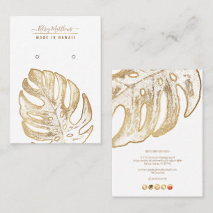 PixDezines Faux Gold Tropical Leaves Earrings Business Card