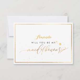 PixDezines Faux Gold Will You Be Maid of Honour Invitation