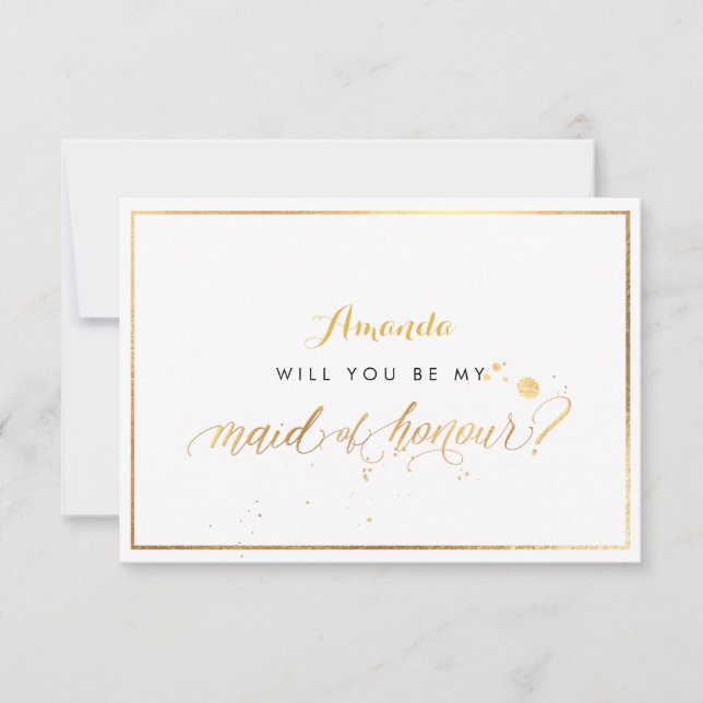 PixDezines Faux Gold Will You Be Maid of Honour Invitation (Front)