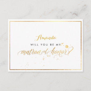 PixDezines Faux Gold Will You Be Matron of Honour Invitation