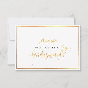 PixDezines Faux Gold Will You Be My Bridesmaid Invitation