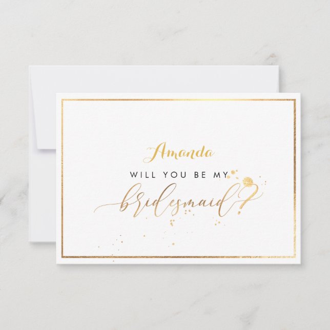 PixDezines Faux Gold Will You Be My Bridesmaid Invitation (Front)
