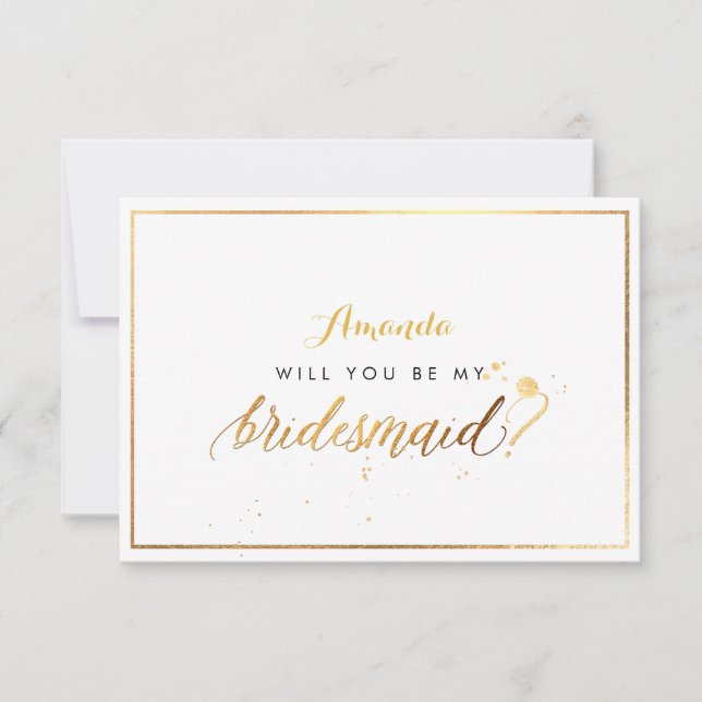 PixDezines Faux Gold Will You Be My Bridesmaid Invitation (Front)