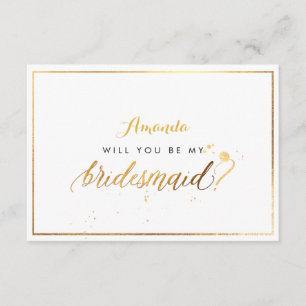 PixDezines Faux Gold Will You Be My Bridesmaid Invitation