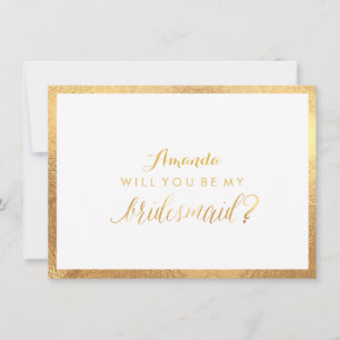 PixDezines Faux Gold Will You Be My Bridesmaid Invitation