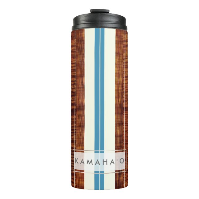 PixDezines Faux Koa Wood Longboard Thermal Tumbler (Front)