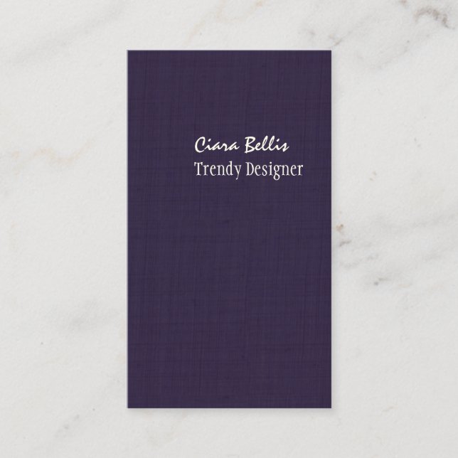 PixDezines faux linen eggplant purple Business Card (Front)