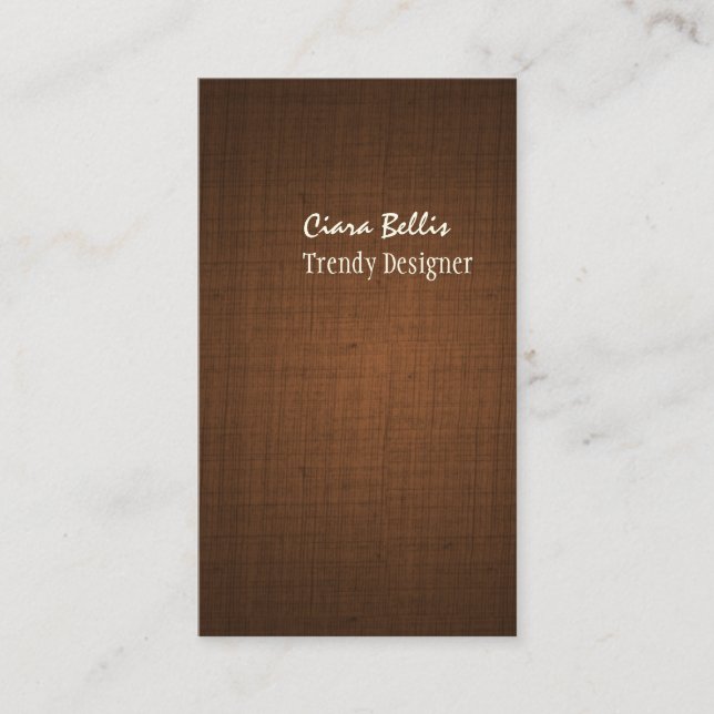 PixDezines faux linen espresso brown Business Card (Front)