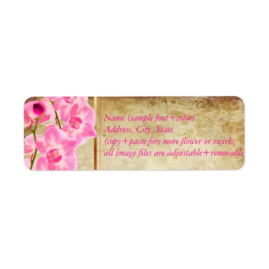 PixDezines faux parchment/pink kona orchid Return Address Label