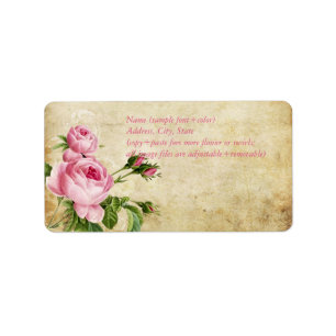 PixDezines faux parchment +vintage roses Label