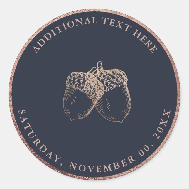 PixDezines FAUX ROSE GOLD ACORNS|DIY BACKGROUND Classic Round Sticker (Front)