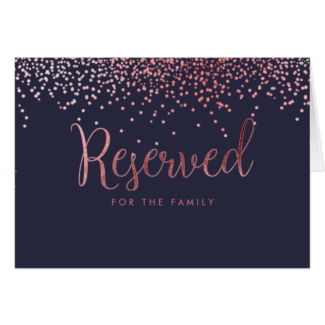 PixDezines Faux Rose Gold Confetti/Reserved Table (Front Horizontal)