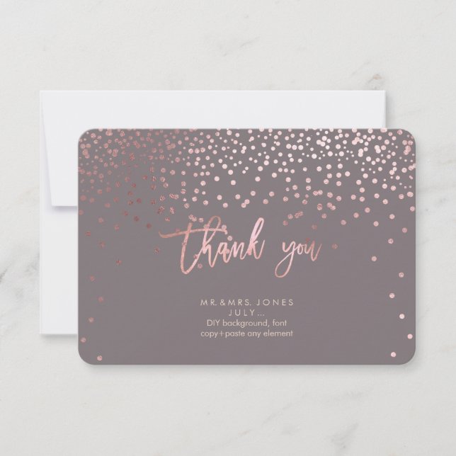 PixDezines Faux Rose Gold Confetti Thank You (Front)