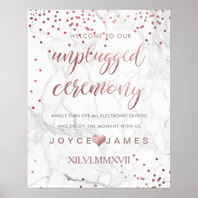 PixDezines Faux Rose Gold/DIY #UNPLUGGED CEREMONY Poster (Front)