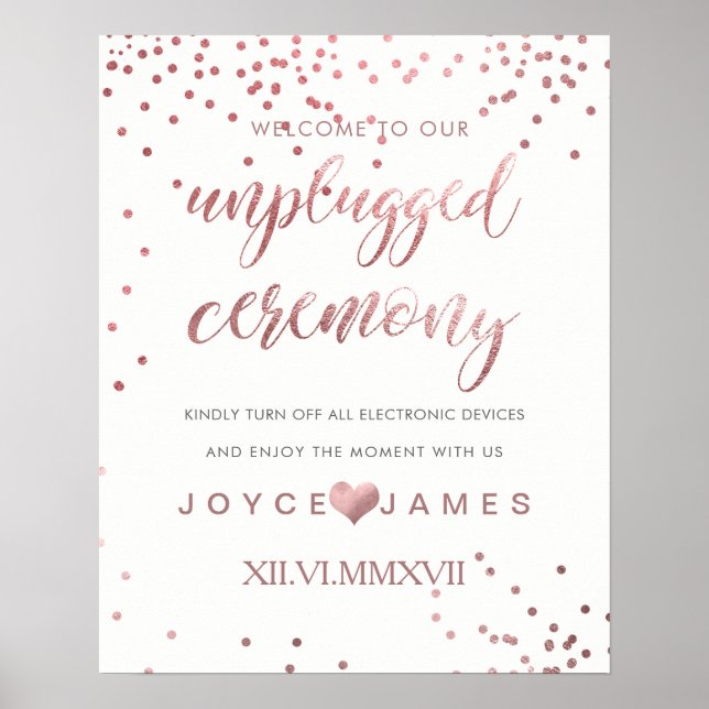 PixDezines Faux Rose Gold/DIY #UNPLUGGED CEREMONY Poster (Front)