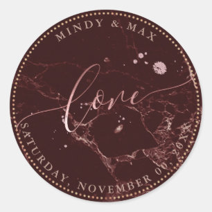 PixDezines FAUX ROSE GOLD LOVE MASALA RED MARBLE Classic Round Sticker
