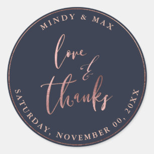 PixDezines FAUX ROSE GOLD LOVE+THANKS DIY COLOR Classic Round Sticker