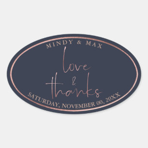 PixDezines FAUX ROSE GOLD LOVE+THANKS DIY COLOR Oval Sticker