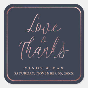 PixDezines FAUX ROSE GOLD LOVE+THANKS DIY COLOR Square Sticker