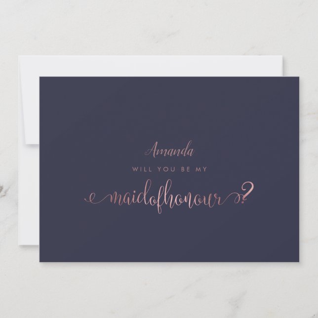 PixDezines Faux Rose Gold Maid of Honour Invitation (Front)