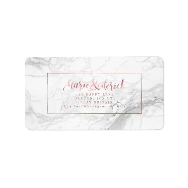 PixDezines Faux Rose Gold+Marble+DIY Background Label (Front)