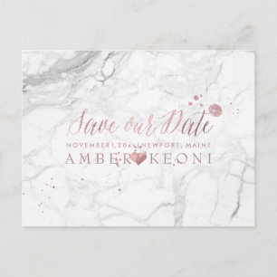 PixDezines Faux Rose Gold/Marble/Save our Date Announcement Postcard